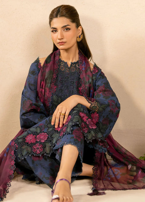 IZNIK - 3 Piece Unstitched Embroidered Printed Suit | BL1