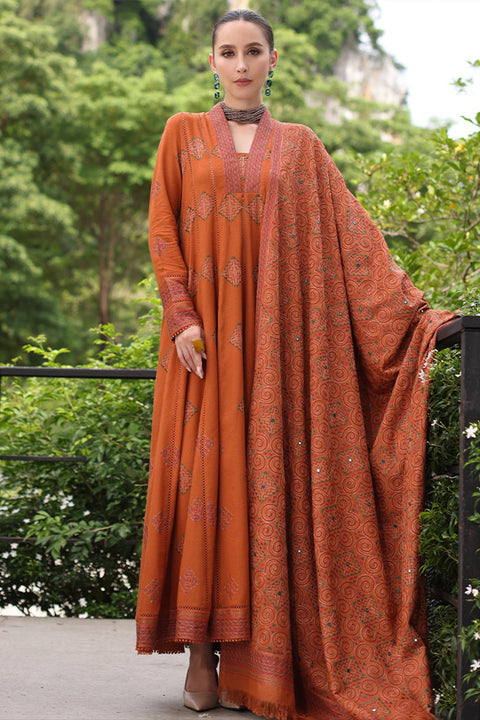 Bareeze - 3PC DHANAK EMBROIDERED SHIRT DHANAK HEAVY EMBROIDERED SHAWL DUPATTA AND TROUSER - KPR012