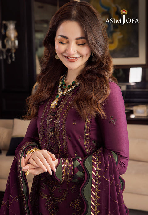 Asim Jofa - 3PC CHIFFON EMBROIDERED WITH EMBROIDERED DUPATTA AND TROUSER - pp-1