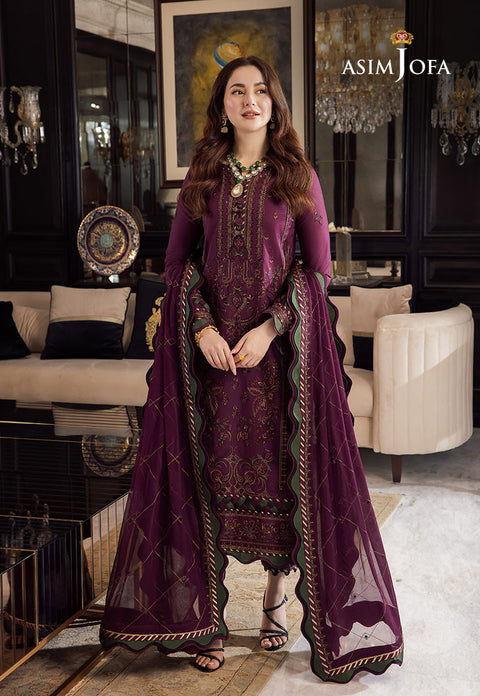 Asim Jofa - 3PC CHIFFON EMBROIDERED WITH EMBROIDERED DUPATTA AND TROUSER - pp-1