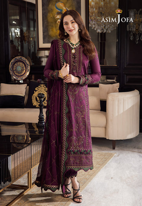 Asim Jofa - 3PC CHIFFON EMBROIDERED WITH EMBROIDERED DUPATTA AND TROUSER - pp-1