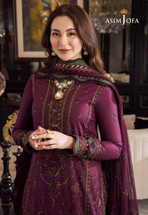 Asim Jofa - 3PC CHIFFON EMBROIDERED WITH EMBROIDERED DUPATTA AND TROUSER - pp-1