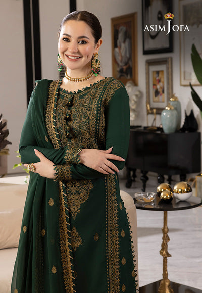 ASIM JOFA - 3PC CHIFFON EMBROIDERED WITH EMBROIDERED DUPATTA AND TROUSER - KPR-23A