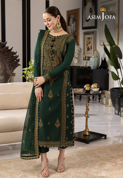 ASIM JOFA - 3PC CHIFFON EMBROIDERED WITH EMBROIDERED DUPATTA AND TROUSER - KPR-23A