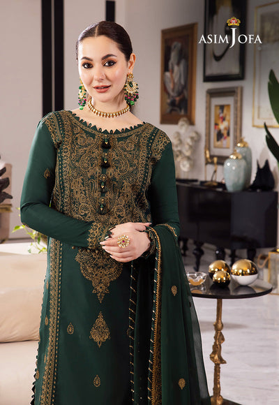 ASIM JOFA - 3PC CHIFFON EMBROIDERED WITH EMBROIDERED DUPATTA AND TROUSER - KPR-23A