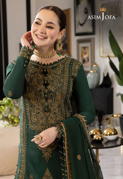ASIM JOFA - 3PC CHIFFON EMBROIDERED WITH EMBROIDERED DUPATTA AND TROUSER - KPR-23A