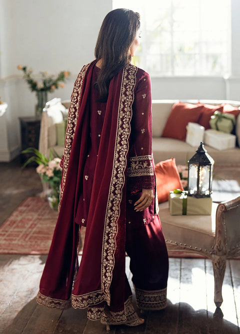 Luxe by Azure Embroidered Chiffon Unstitched 3 Piece AZU25ED3 Berry Dusk - Festive Collection