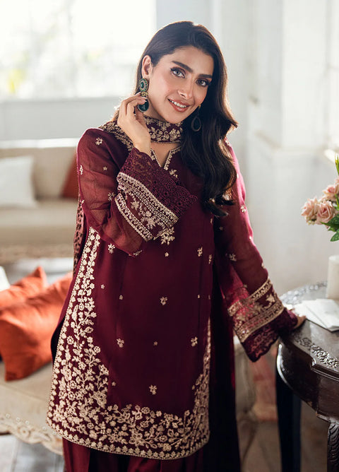 Luxe by Azure Embroidered Chiffon Unstitched 3 Piece AZU25ED3 Berry Dusk - Festive Collection