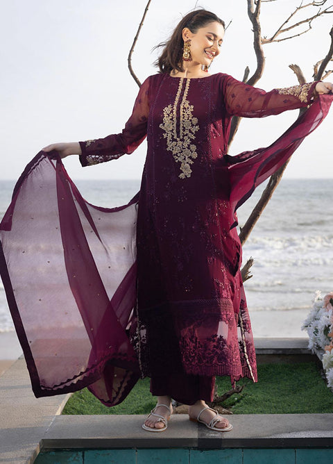 AZURE - 3PC CHIFFON EMBROIDERED WITH EMBROIDERED DUPATTA AND TROUSER - AS-106
