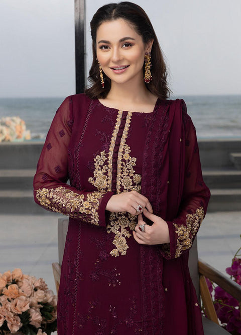 AZURE - 3PC CHIFFON EMBROIDERED WITH EMBROIDERED DUPATTA AND TROUSER - AS-106
