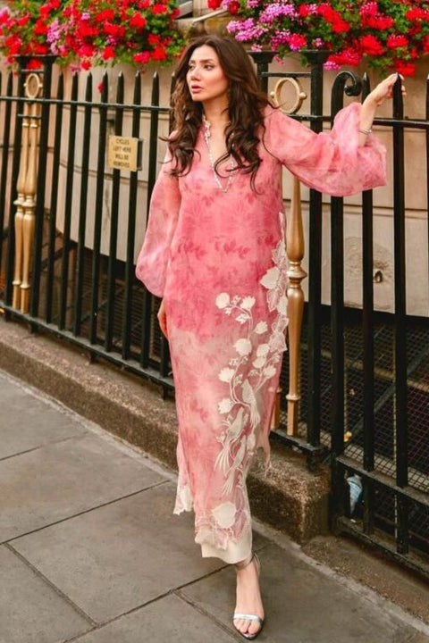 Poshkari Luxury Organza Embroidered 3Pc Unstitched Suit Maira Khan PA-109