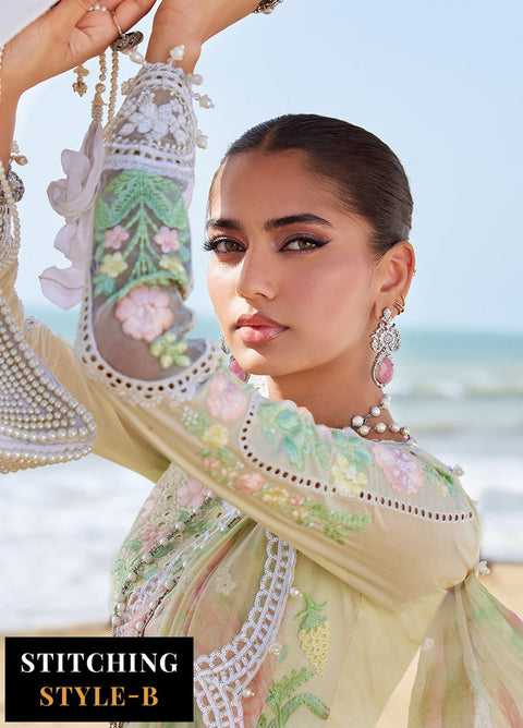 MARIA B - Embroidered Lawn 3 Piece Unstitched Suit MBL-EL-25-04 - Summer Collection