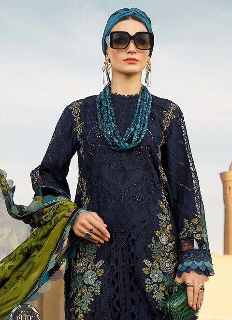 MARIA B -  3PC Lawn Embroidered SHIRT WITH CHIFFON Embroidered DUPATTA AND TROUSER - MBL-2313B