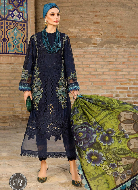 MARIA B -  3PC Lawn Embroidered SHIRT WITH CHIFFON Embroidered DUPATTA AND TROUSER - MBL-2313B