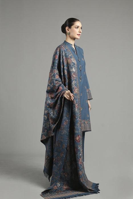 Bareeze - 3PC DHANAK EMBROIDERED SHIRT DHANAK HEAVY EMBROIDERED SHAWL DUPATTA AND TROUSER- KPR 039