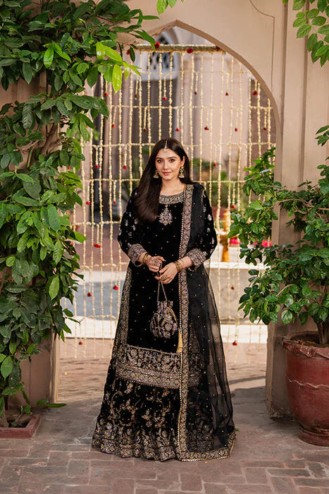 HASEENS - 3 Piece Unstitched Embroidered Chiffon Suit | Mehvar