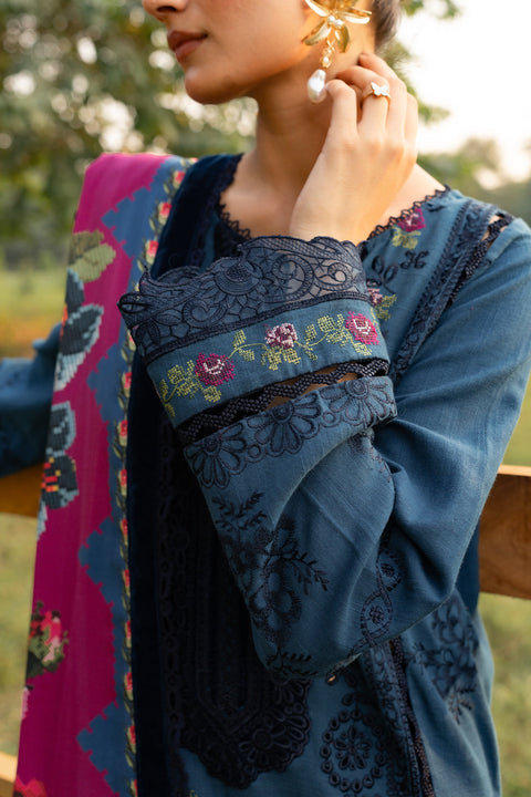 SAIRA RIZWAN - Lawn Unstitched Embroidered Collection with Embroidered Printed Slub Dupatta- DINA-SRW24-04