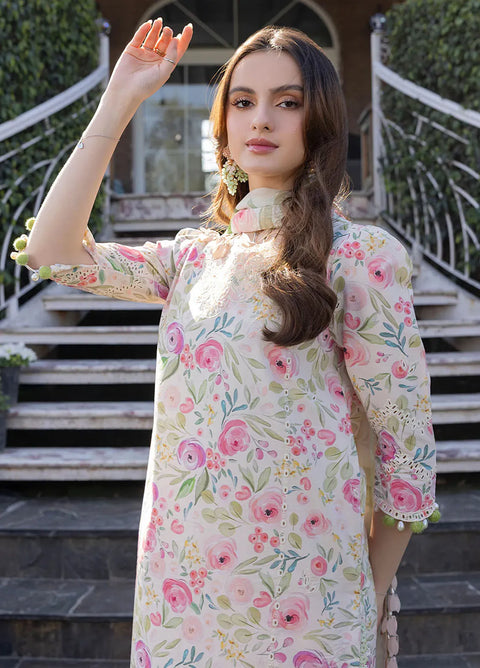 IZEL -3 Piece Unstitched Printed Suit | UE-250