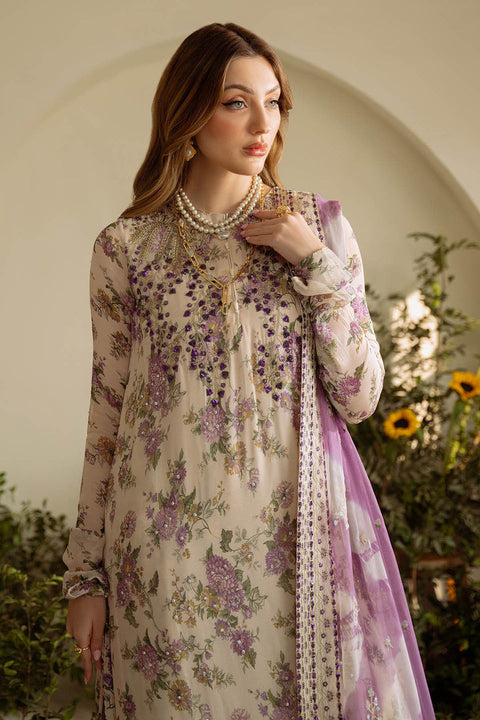 NUREH Silk Unstitched 3PC Heavy Embroidery Suit - D121