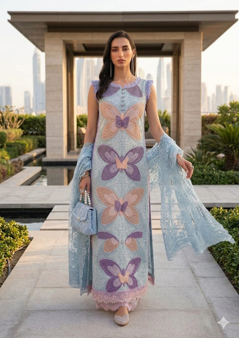 Maria b - 3 Piece Unstitched Embroidered Lawn Suit -2612-E