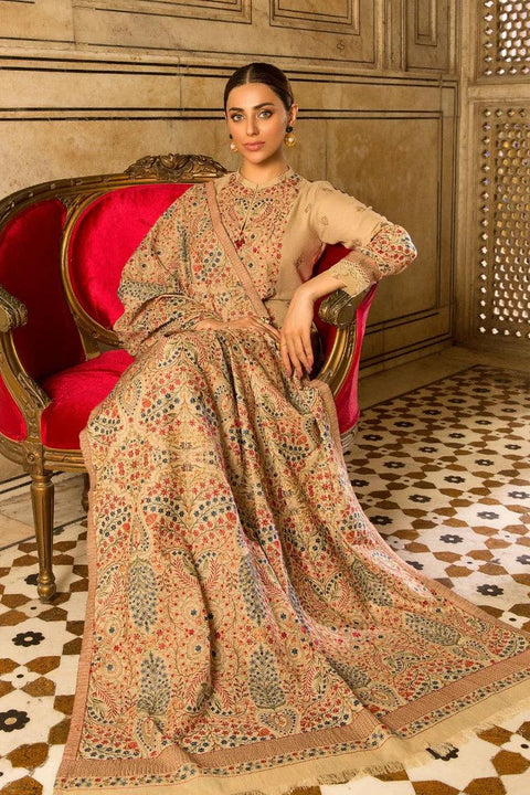 BAREEZE - 3PC DHANAK EMBROIDERED SHIRT DHANAK HEAVY EMBROIDERED SHAWL DUPATTA AND TROUSER - KPR 015