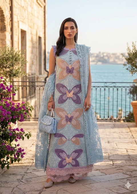 Maria b - 3 Piece Unstitched Embroidered Lawn Suit -2612-E