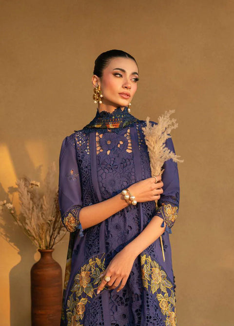 SAIRA RIZWAN - 3PC LAWN EMBROIDERED SHIRT WITH PRINTED SHAWL AND TROUSER - Aimee