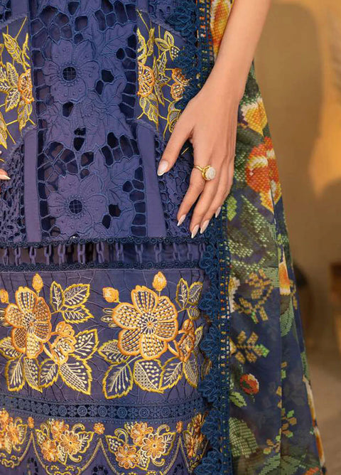 SAIRA RIZWAN - 3PC LAWN EMBROIDERED SHIRT WITH PRINTED SHAWL AND TROUSER - Aimee