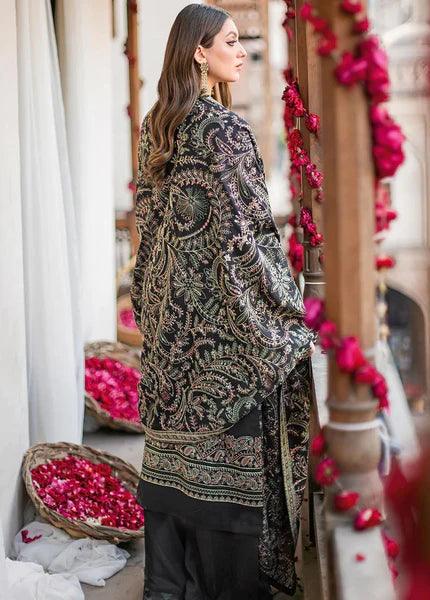 RAMSHA - 3PC DHANAK EMBROIDERED SHIRT HEAVY EMBROIDERED SHAWL DUPATTA AND TROUSER - KPR 5
