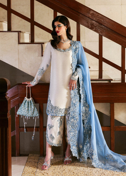 Hussain Rehar Luxury Raw Silk Embroidered Unstitched 3 Piece - Virelle