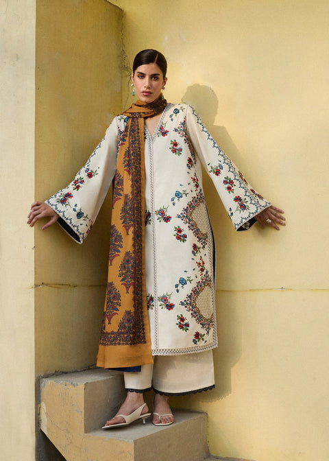 HUSSAIN REHAR - 3PC LAWN EMBROIDERED SHIRT WITH VOILD PRINHTED DUPATTA AND TROUSER - LAYLA