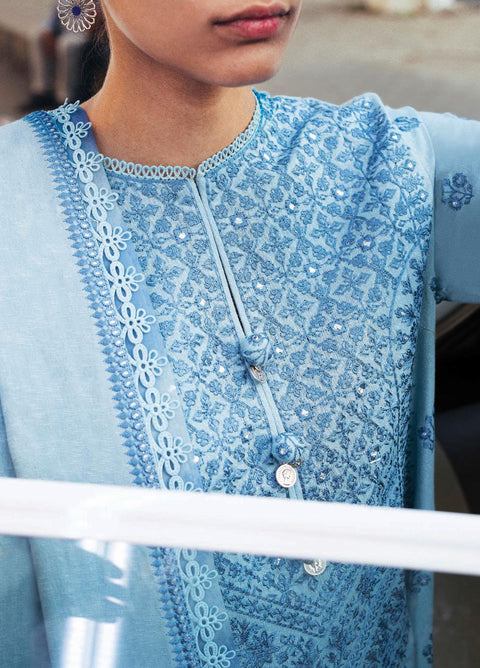 ZAHA - 3PC LAWN EMBROIDERED SHIRT WITH CHIFFON EMBROIDERED DUPATTA AND TROUSER - KP 1709
